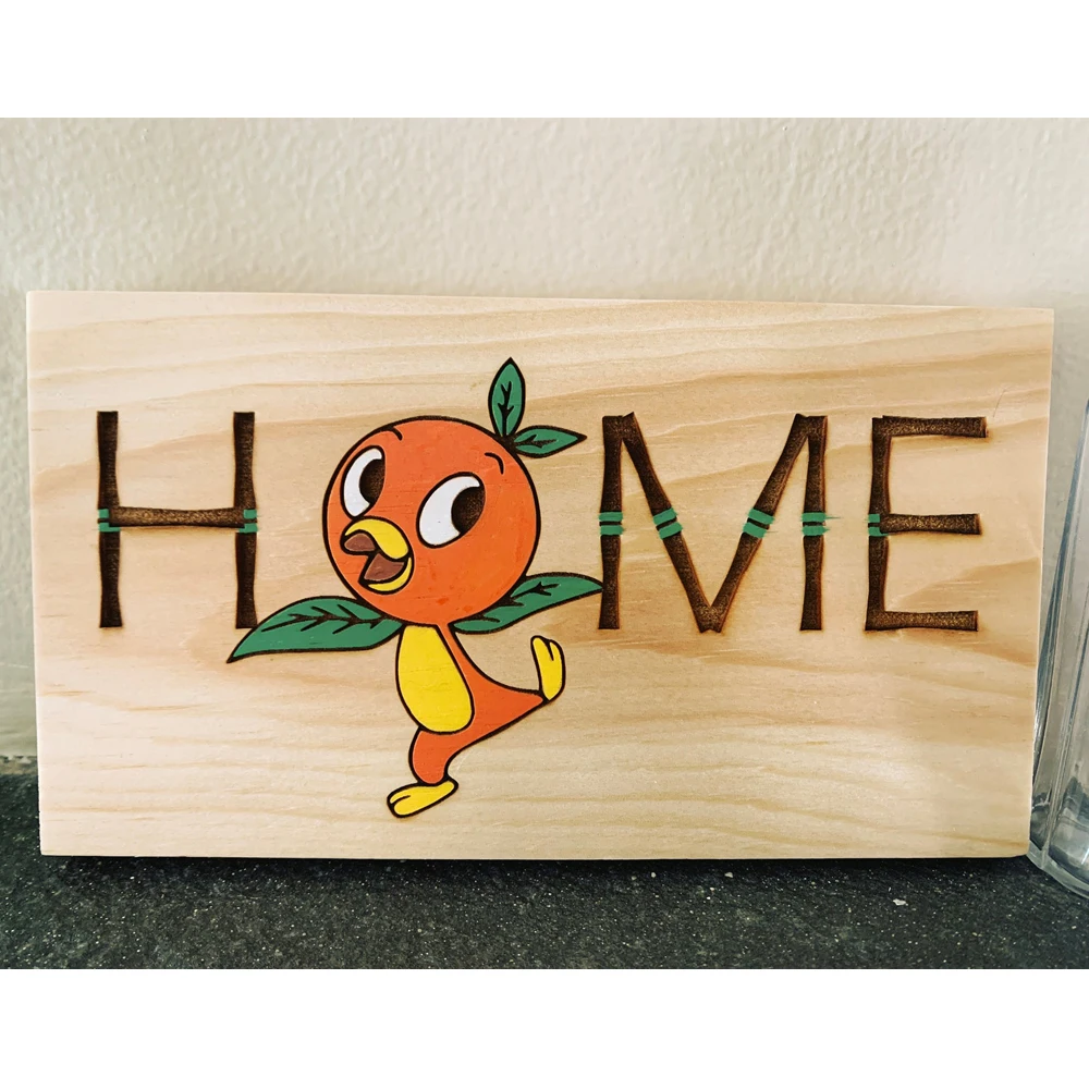 Orange Bird sign, Home Sign, Vintage Room Decor