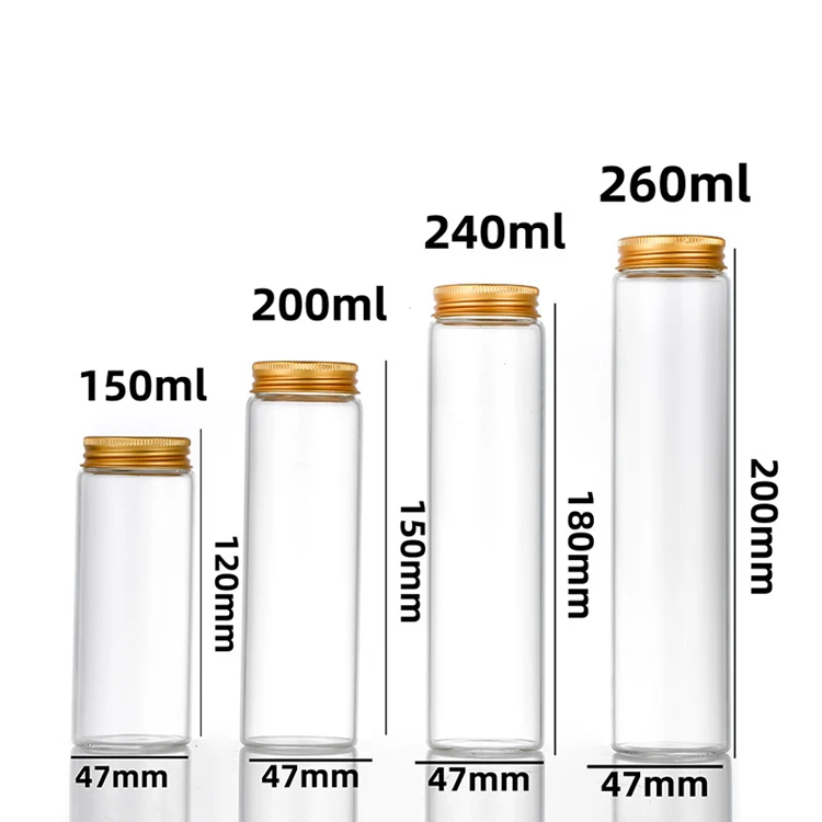 50ml 60ml 80ml Clear Round Empty Glass Tube Bottle Borosilicate Glass Container Storage Jar With Screw Cap