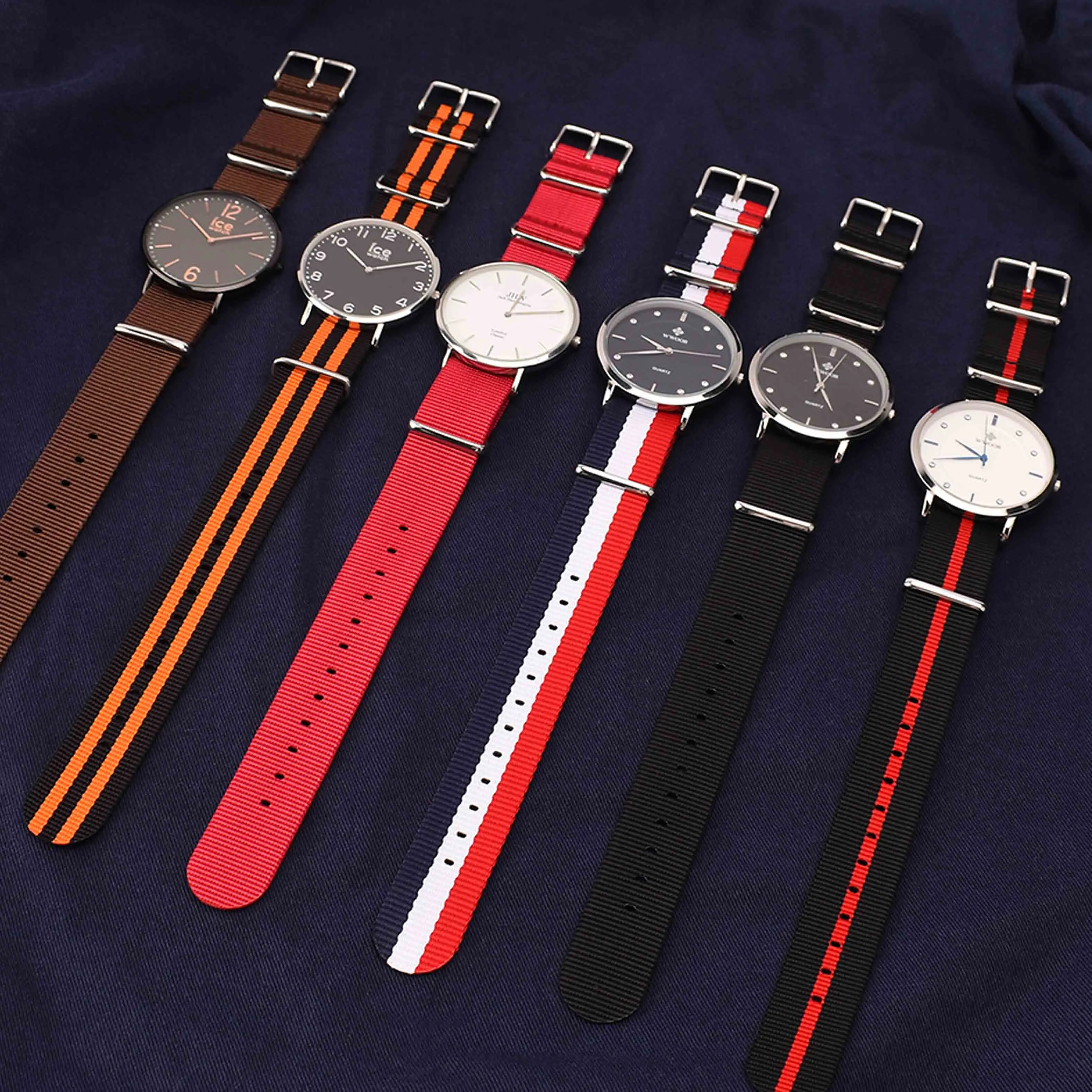 Heqi Competitive price nylon wrist watch band straps Luxury 18mm 20mm 22mm 24mm Custom Nylon Watch Strap