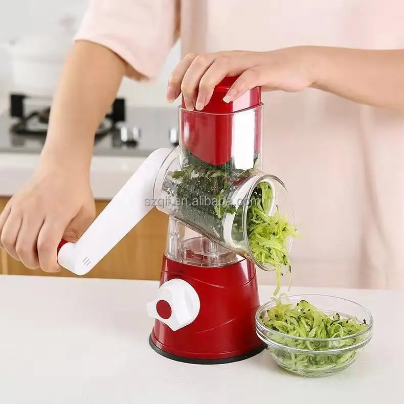 Hand Held Vegetable Chopper Slicer Grater 3 in 1 Round Cutter Spiralizer Roller Shredder Vegetable Fruit Chopper  Kitchen Tools