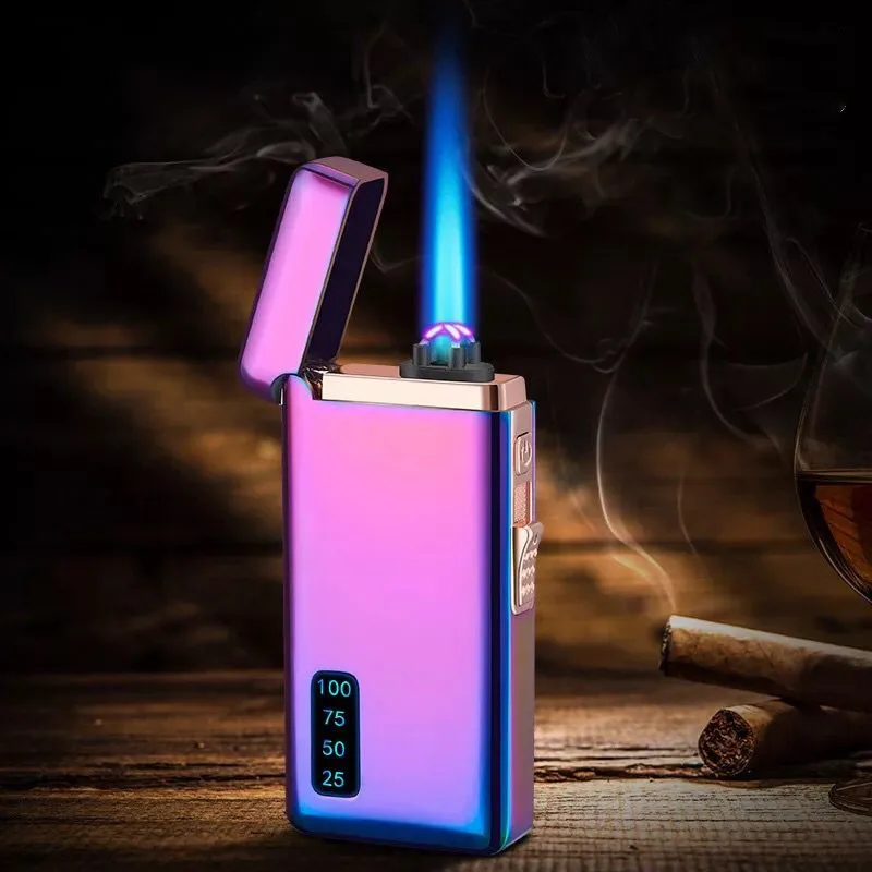 New Arrival 2 in 1 Jet Torch Cigar Lighters Custom Logo Recycle Filling USB Plasma Lighter Gas