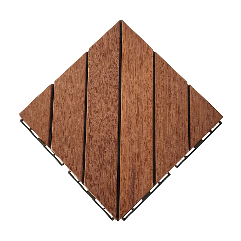 Interlocking Outdoor Wooden Flooring Solid Wood Parquet for Terrace Tile