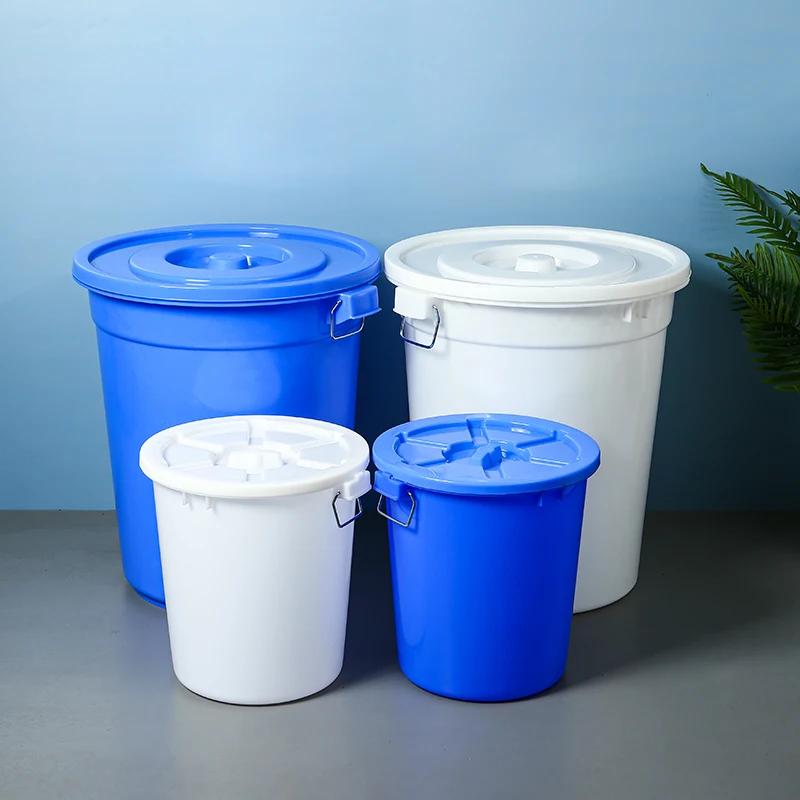 Plastic Large Round Bucket Food Grade Water Storage Bucket with Handle and Lid Durable Home Application