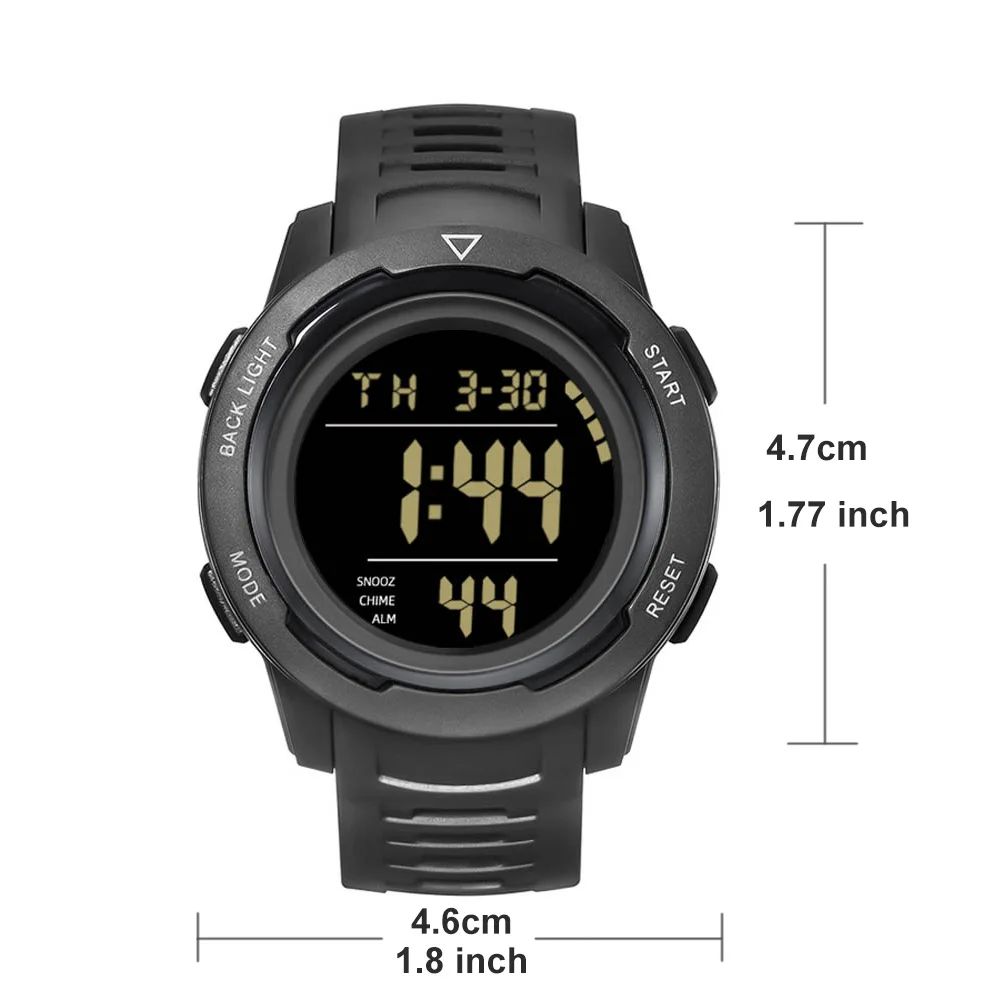 Waterproof Dual Time Sport Digital Watch With Alarm Stopwatches Timer