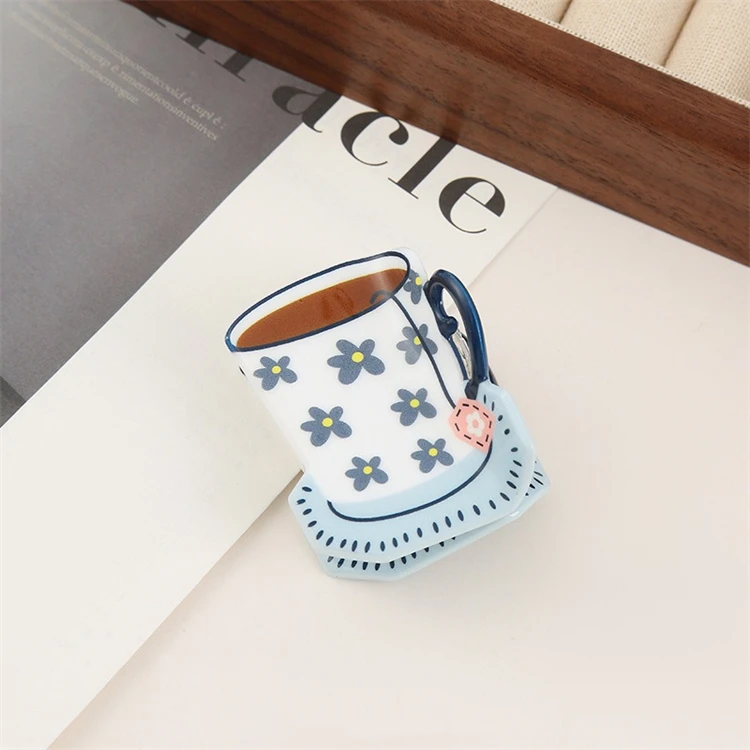 Multi-coloured large personalized American New York Coffee cup hair claw clip