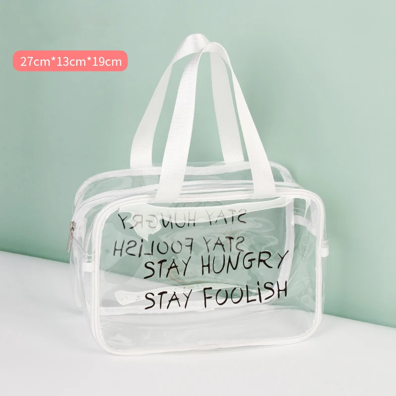 Custom Waterproof Clear Make Up Bags Transparent Travel Toiletry Bag Washable Pvc Zipper Cosmetic Bag