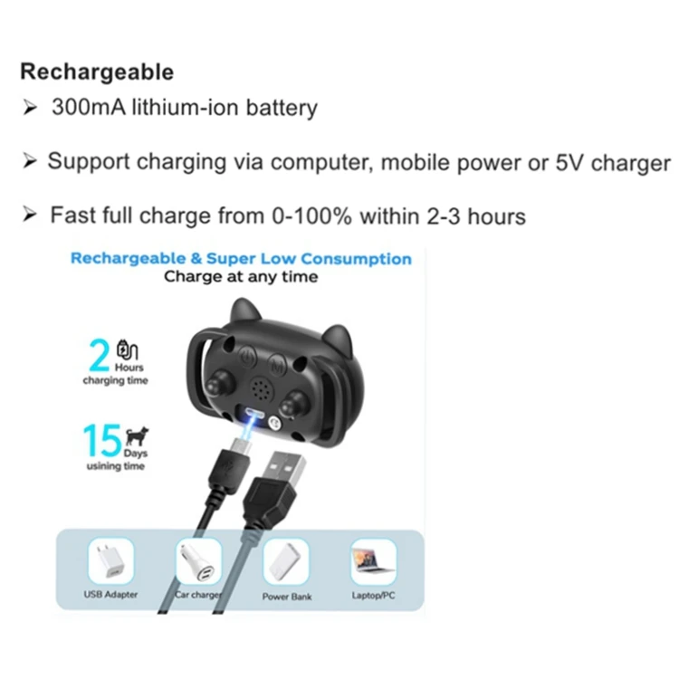 New Hot Selling Sound Vibration Anti Barking Device Pet Products Stop Barking  Repeller Training Anti Bark Control Collar