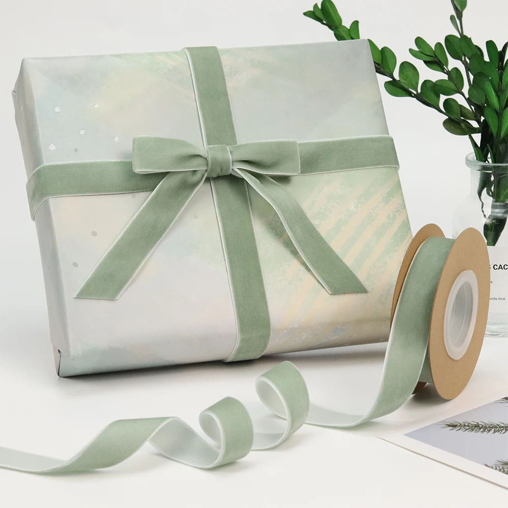 Hot Selling Single Face Silk Velvet Ribbon 6mm-50mm Width Wholesale Ribbon Custom Logo for Gift Wrapping and Crafts