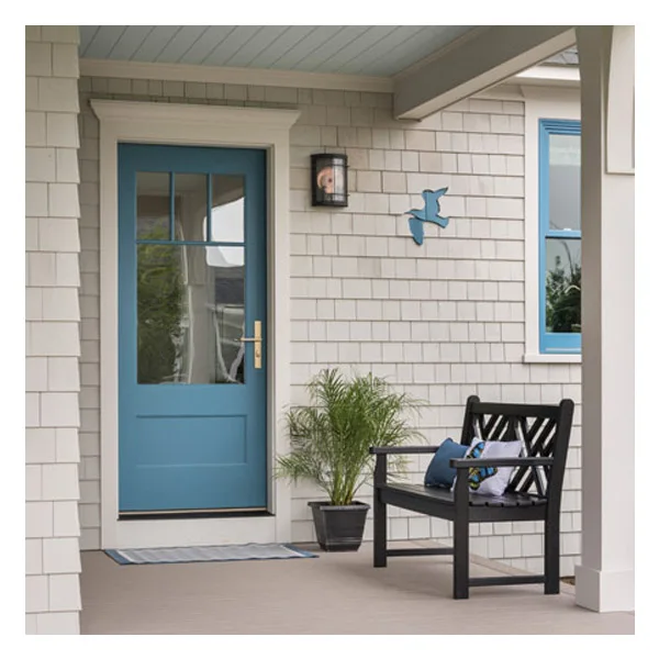 Aluminum wood clad safety glass french entry doors exterior