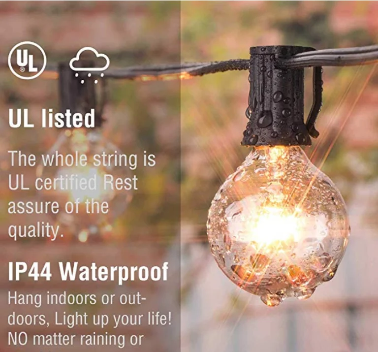 Лидер продаж 2019 Amazon уличная Погодостойкая Вольфрамовая лампа G40 25 футов Висячие розетки идеальные светильники для внутреннего дворика