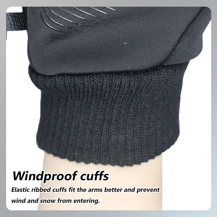 Custom Men Fashion Black Winter Warm Thickened Windproof Full Finger Sports Bike Riding Cycling Hand Gloves Touch Screen