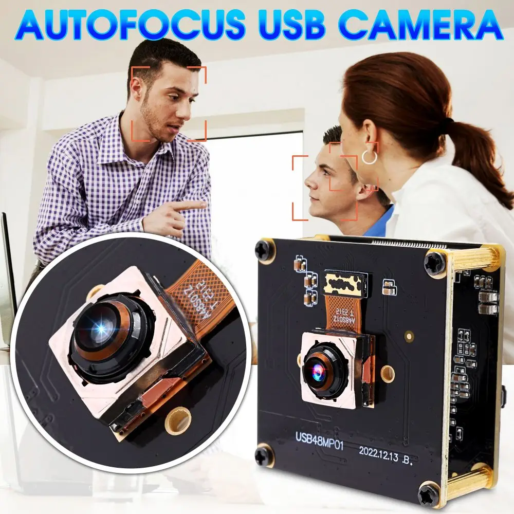 ELP 48MP Autofocus USB Camera 70 Degree Webcam UVC Free Driver Mini Camera Module for Security Video Scanning Tablet Laptop PC