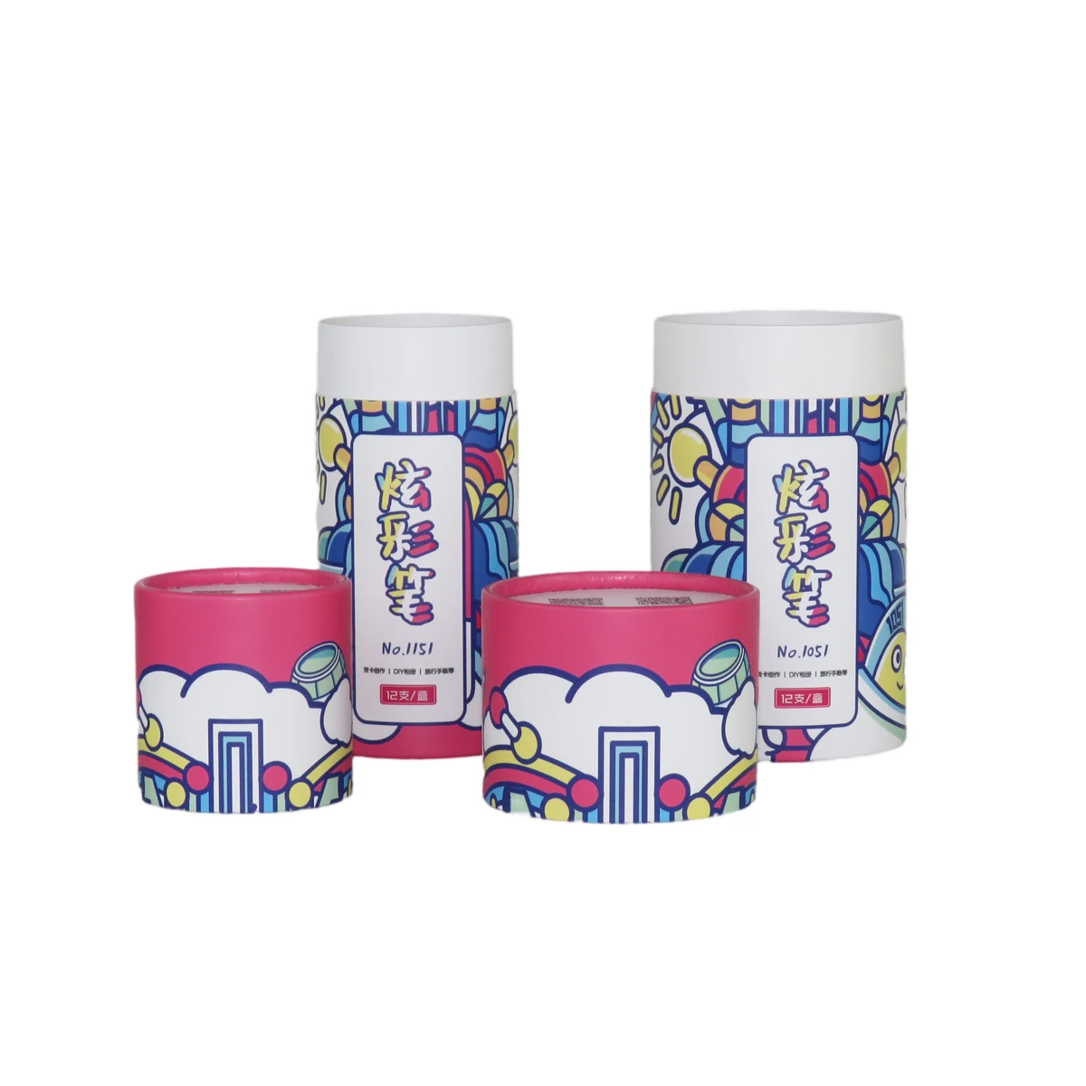 Custom Logo Paper Black tube Box container Round Perfume Package Tea paper cylinder packaging