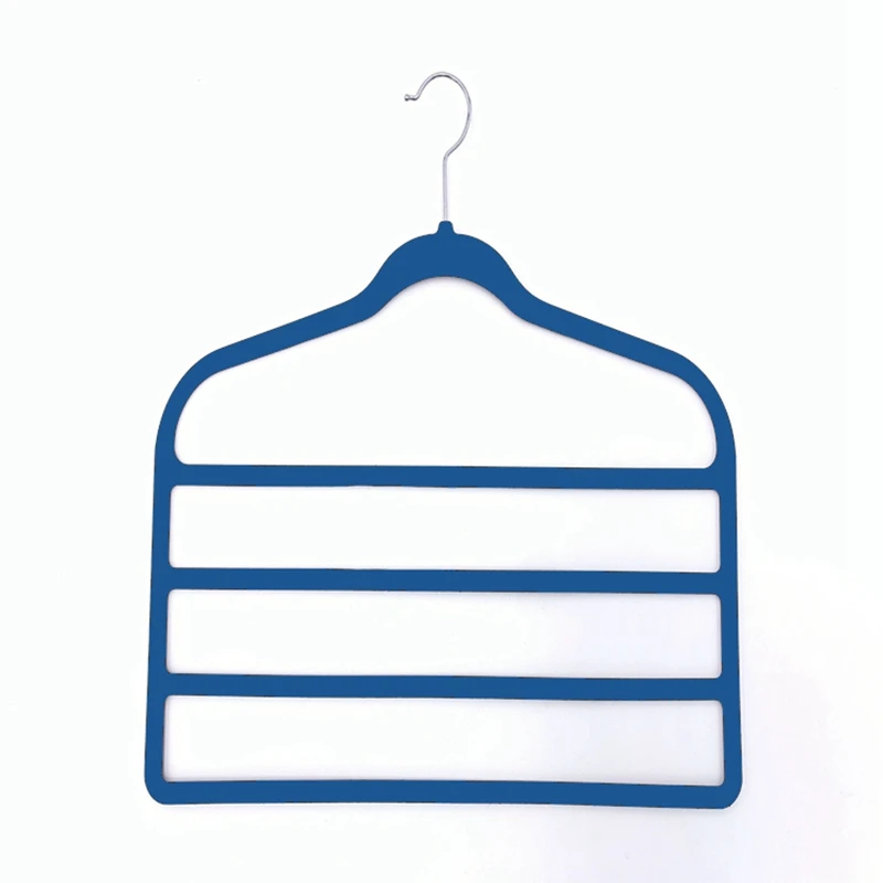 Save space multifunctional velvet non slip flocked coat clothes hangers 4 Tier flocked hangers for pants Jeans