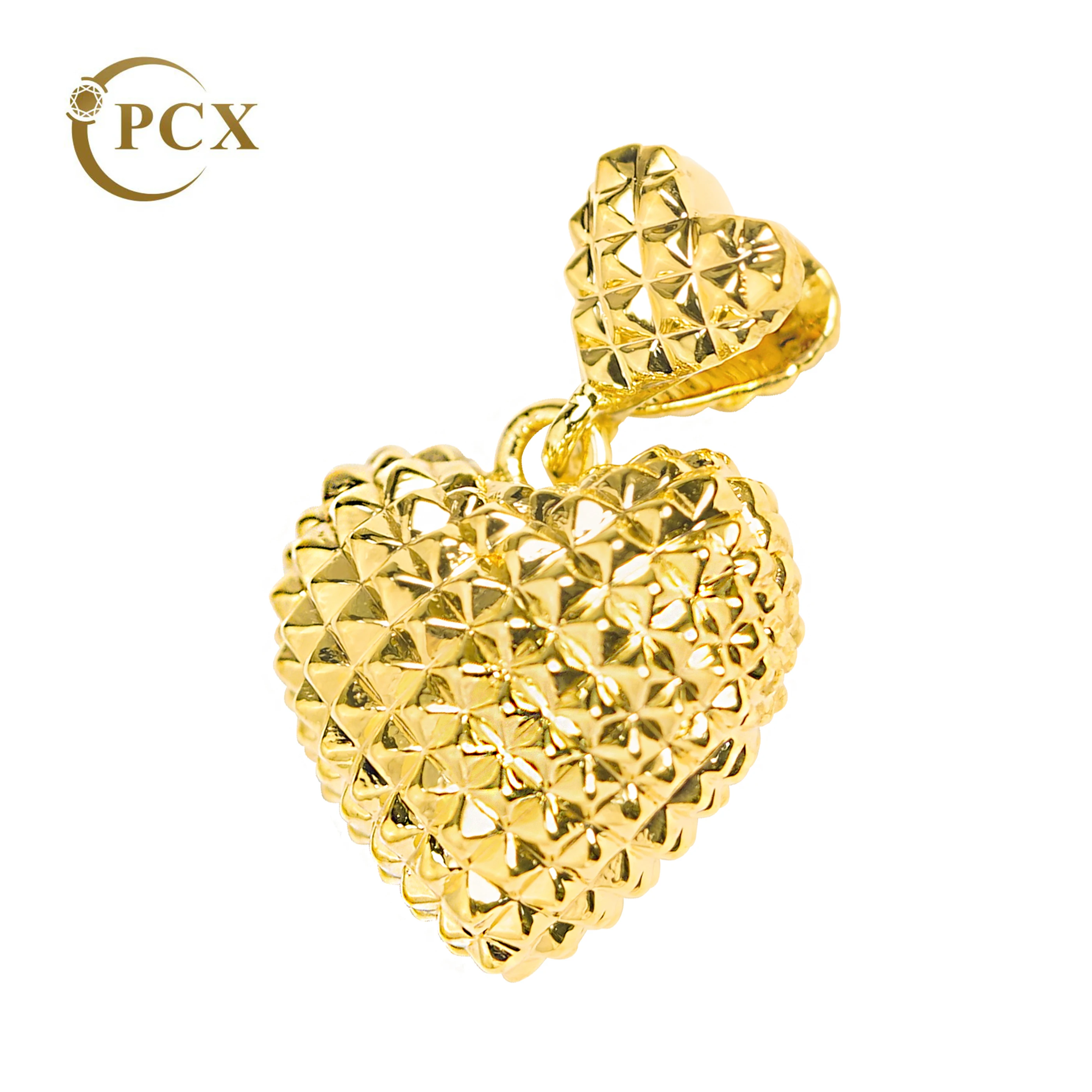 PCX Jewelry Real 18k Gold Necklace Pendant OEM Wholesale No Fade 18k Gold Necklace Two Rhombus Heart Charm Necklace for Women