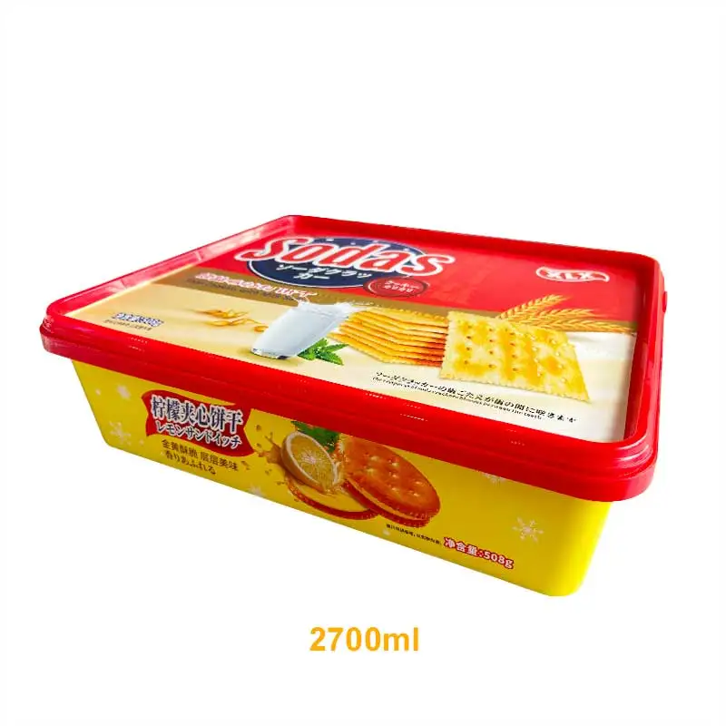 Food Chocolate Biscuit Ice Crream Container Tub Packaging with Lid Custom Recyclable IML PP Plastic Plastico Plastic Customized