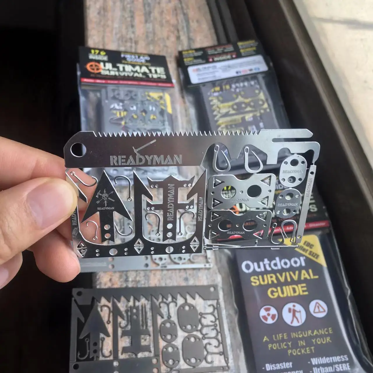 enhanced ultra thin pocket ninja tool In the mountains