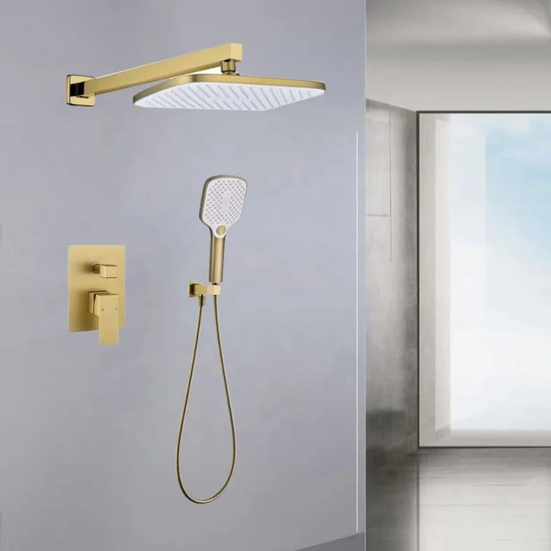 2024 Hot Sales OEM ODM 2 Functions High Quality Luxury  Brass Brushed Gold Concealed Shower Set