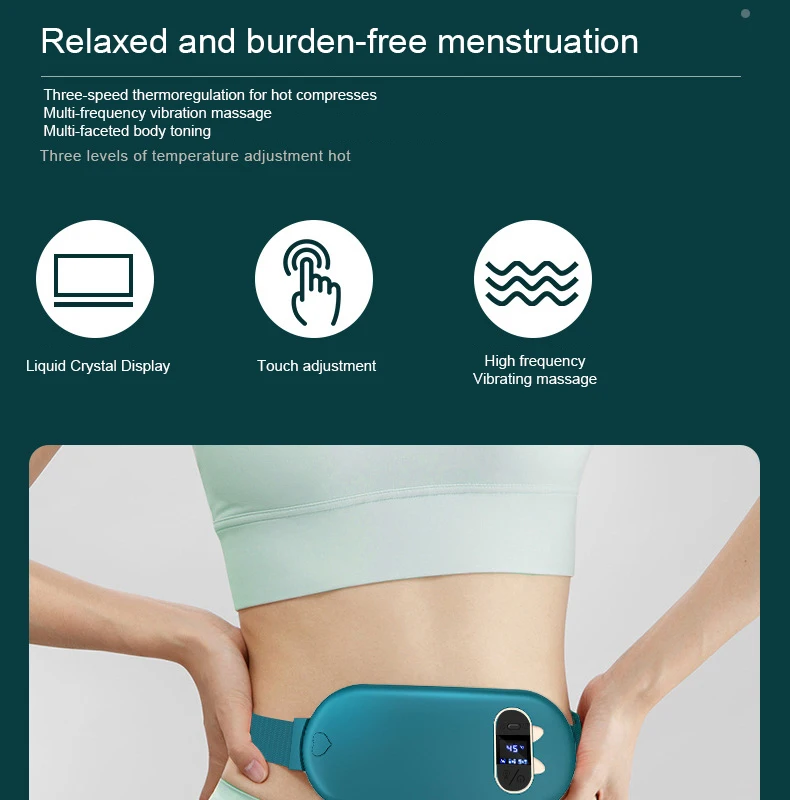 Women menstrual heat device warmer waist massager belt  3 gear period pain relief heating pad
