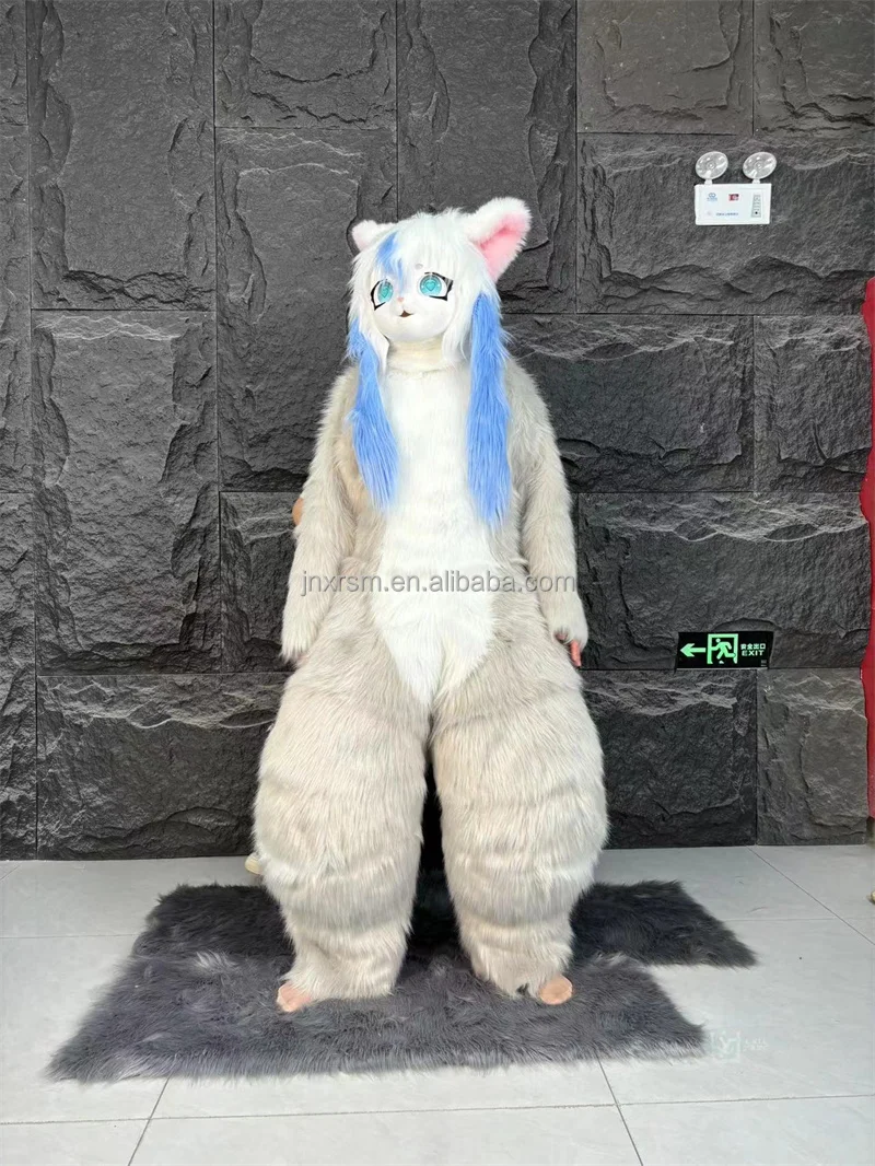 Funtoys Fursuit long-haired fox \Wolf \rabbit mascot suit cosplay party costume Halloween parade costume