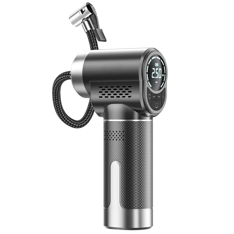 Portable Air Pump Air Compressor, Night Flash Light Cordless Tire Inflator Portable Hand Hold Recharge USB C Wireless