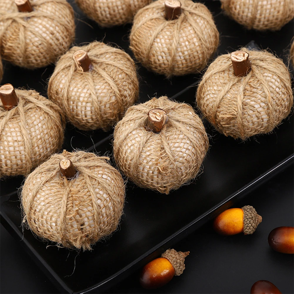 Linen Pumpkins Decoration, Cloth Pumpkins for Tabletop Decoration Halloween Thanksgiving Autumn Festive Party Supplies