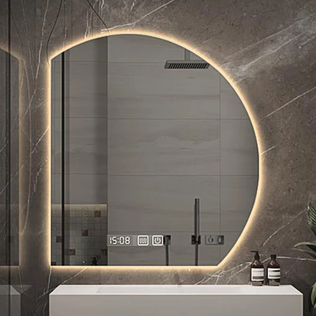 Современное противотуманное светодиодное зеркало для ванной комнаты серебряное круглое зеркало с индивидуальным логотипом Настенное подвесное для украшения ванной комнаты