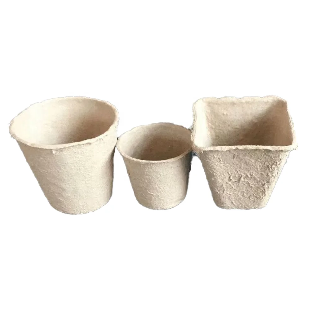 Manufacturer wholesale disposable pulp molded seedling cup 4 holes 8 cm round gardening seedling cultivation paper cup