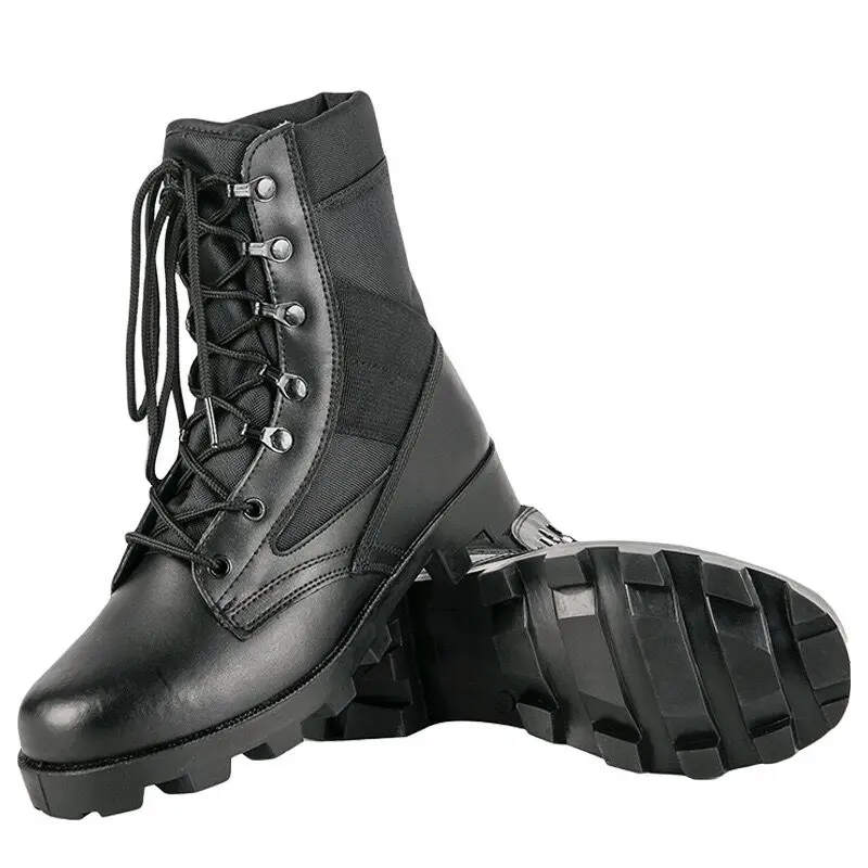 Jungle Black Leather Tactical boot Waterproof Outdoor Botas Bottes Tactical Black Boots For Men