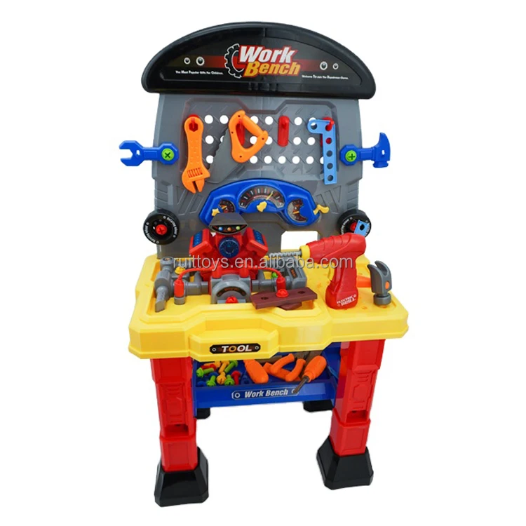 Children Pretend Play Garage Electric Drill Work Bench Toys Engine with Light and Sound