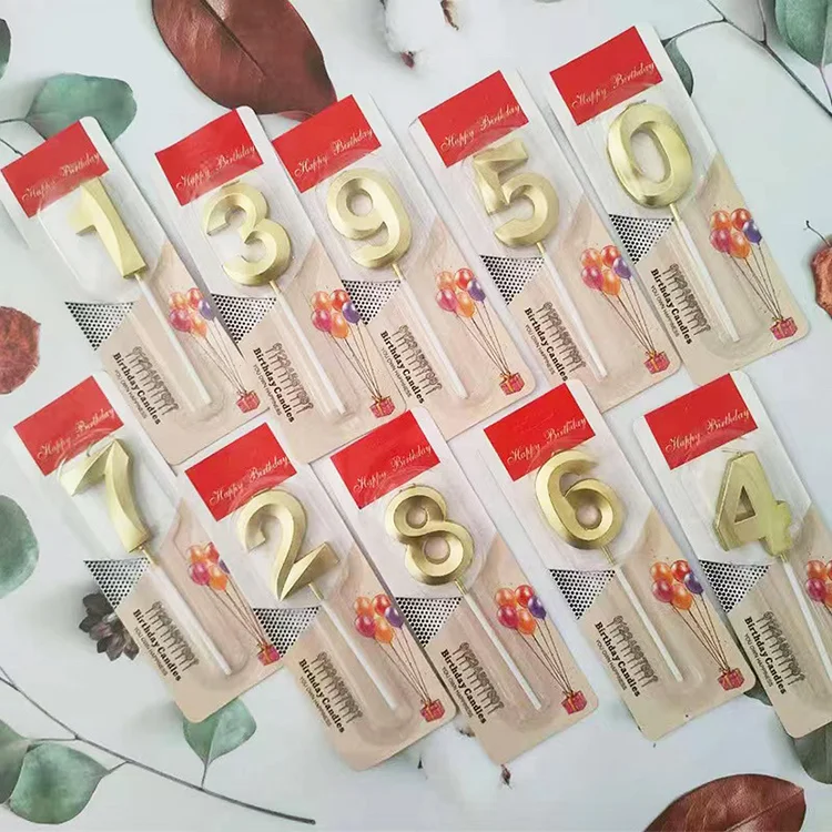 Creative Diamond Gold Glitter 0-9 Number Candle Birthday Party Cake Candles for Cake Decoration Supplies