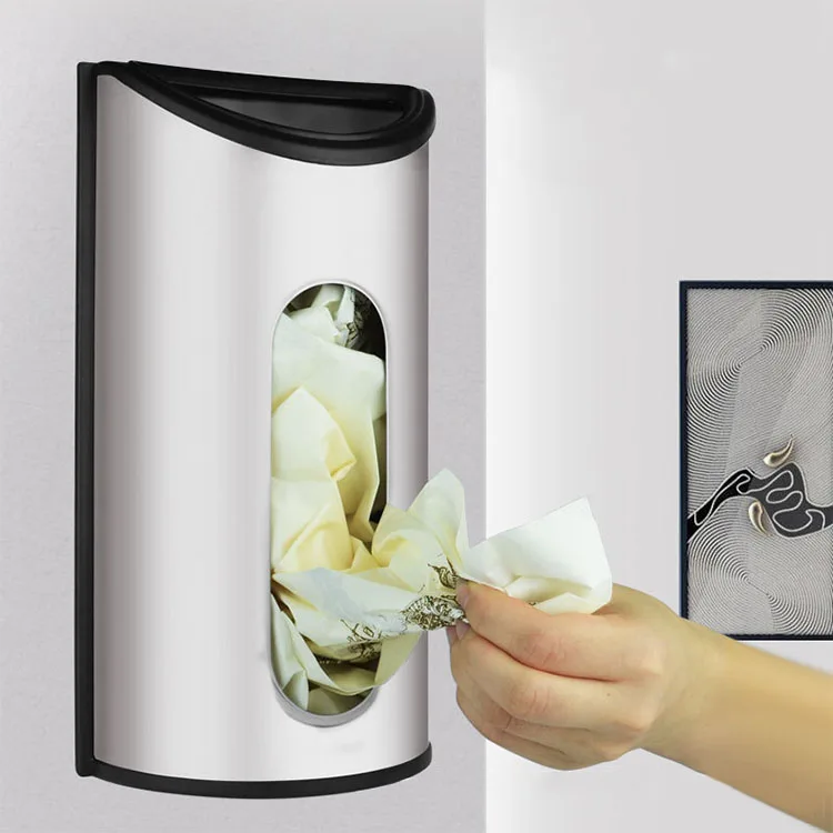 Kitchen Grocery Shopping Bag Storage Box Easy Wall Mount Self Adhesive Trash Bag Saver Holder and Dispenser