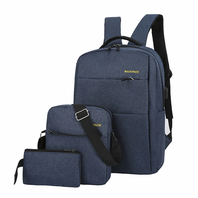 Manufacturer Laptop Bag Backpack Fashion 3 Pcs Set Laptop Back Pack Large Capacity Waterpoof Laptop Bag China Polyester Unisex