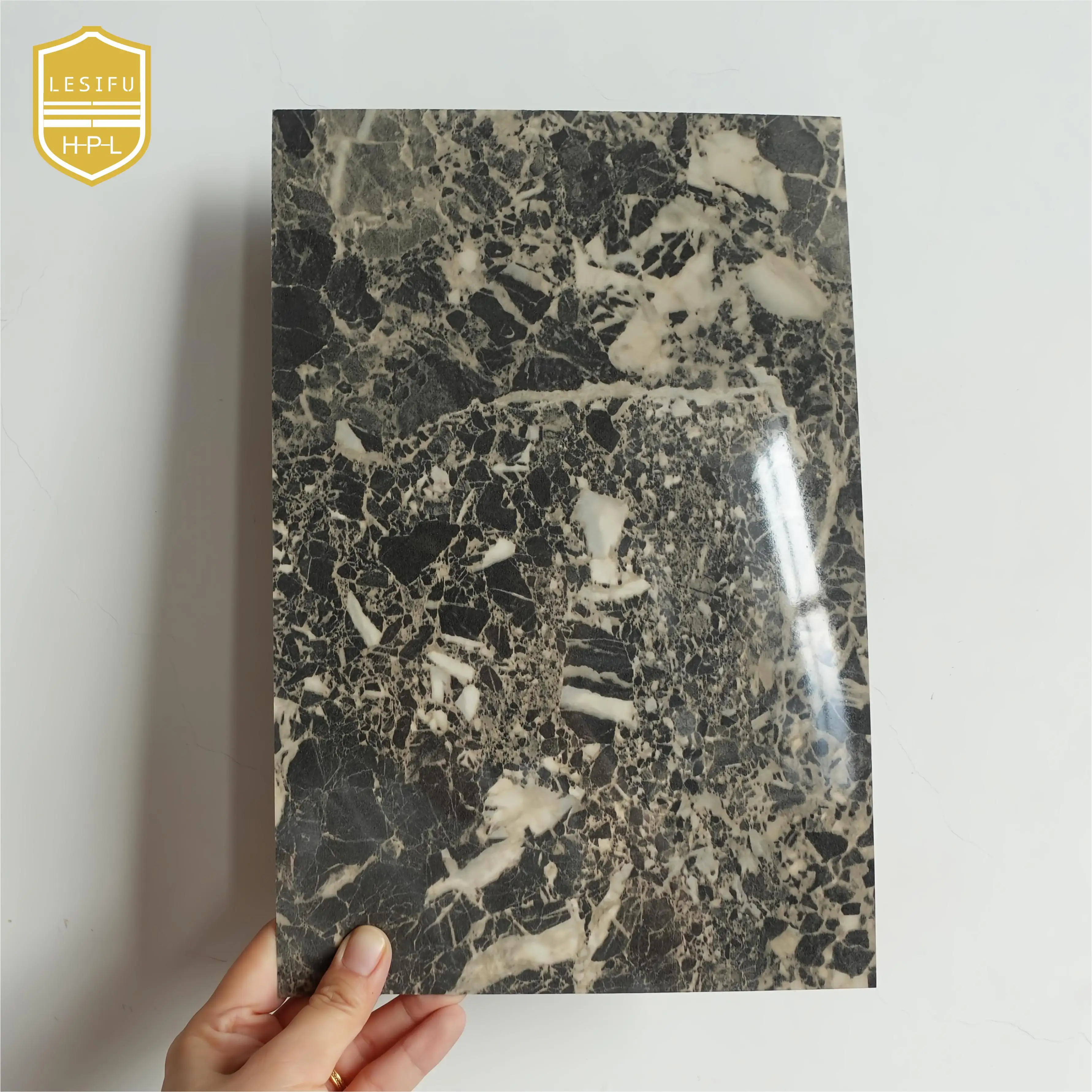 Lesifu grey black stone marble hpl sheet rock color laminate marble formica hpl with great price