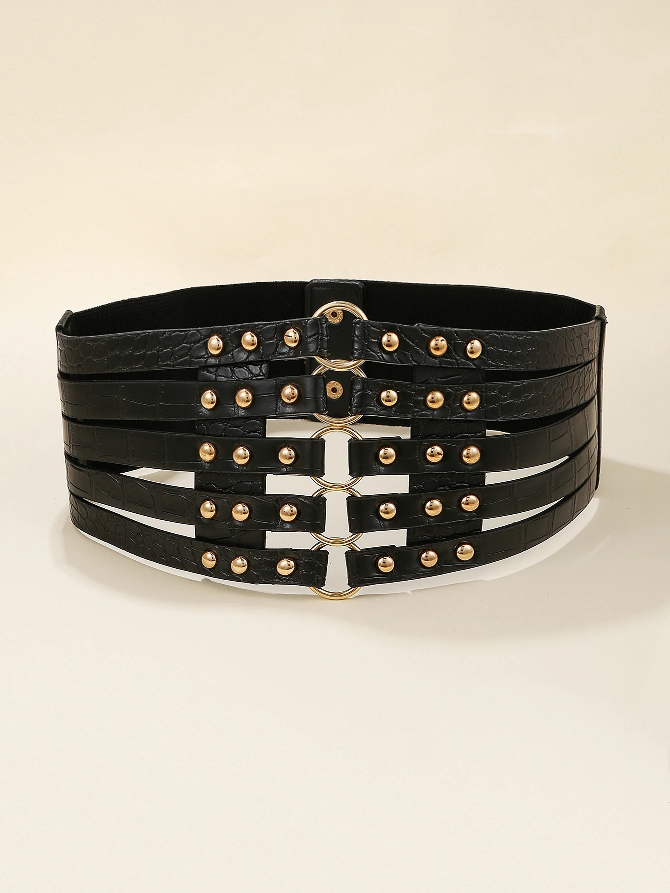 2024 Designer Rivets Wide Waist Seal Female Decorative Western Assembly Skirt Punk Elastic Waist Belt Coat Belt