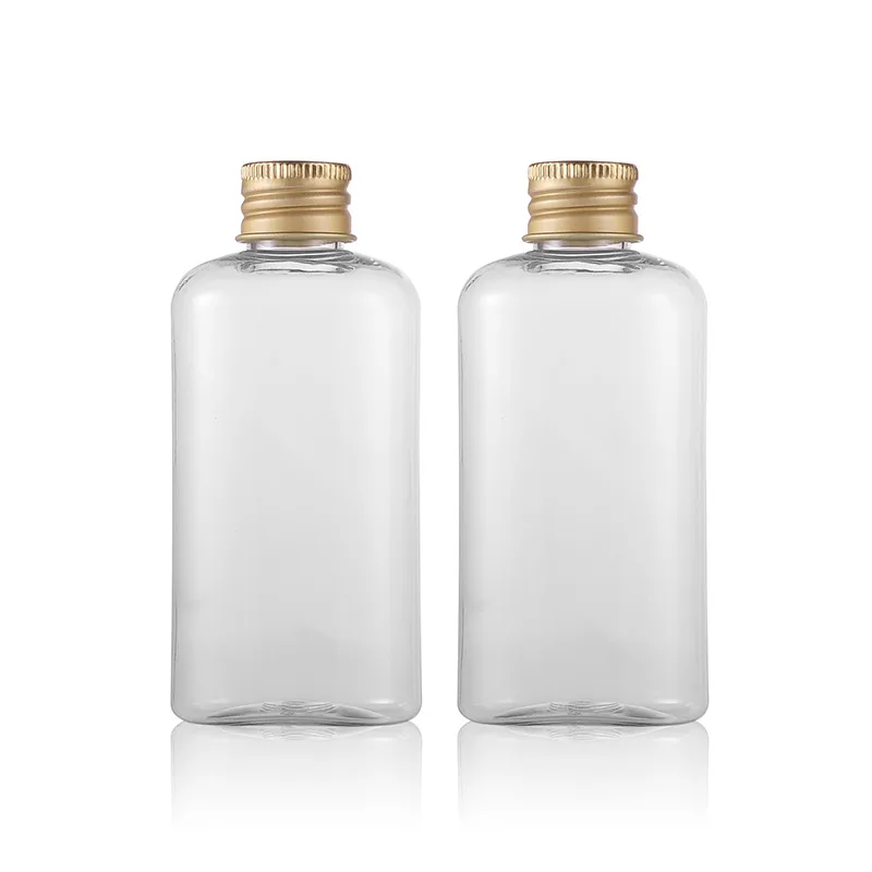 100ml oval bottle with gold aluminum cap with inner plug cosmetic packaging pure dew lotion bottle
