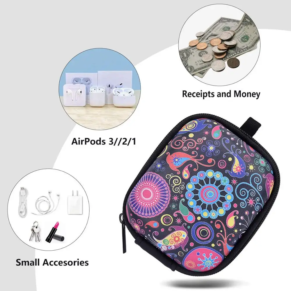 
Custom Printing Leather Hard Moulded Portable Earbud Earphone Pouch Eva Headphone Case 