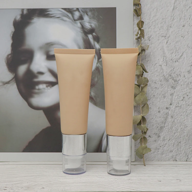 50g Empty matte pink BB cream packaging cosmetic soft tube with airless pump