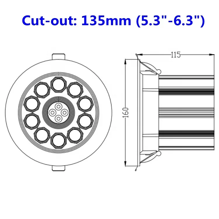 Gem Jewelry Anti-dazzle heat sink 40w led downlight 4/6 inch recessed lighting led ceiling light fixture