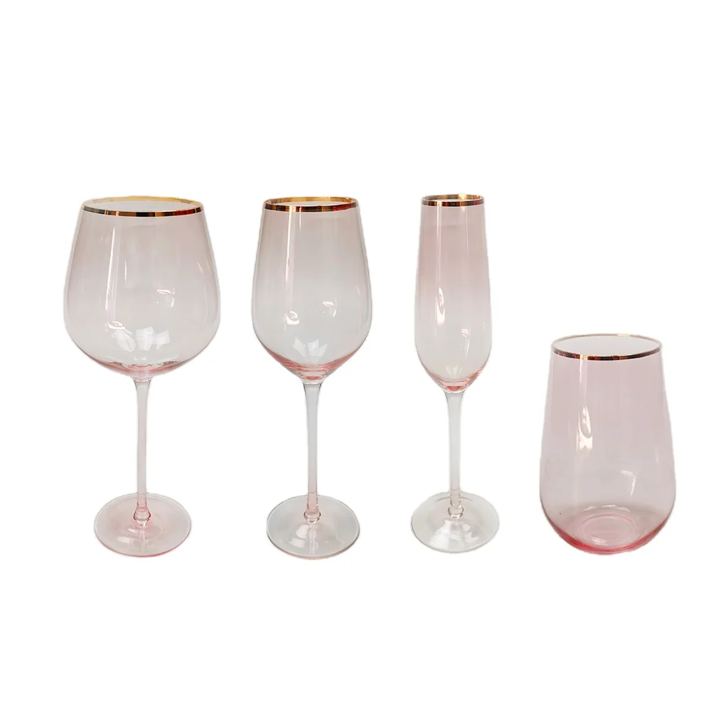 Glassware set wholesale wedding transparent champagne glass cup crystal Premium personalized wine glass set bulk for party
