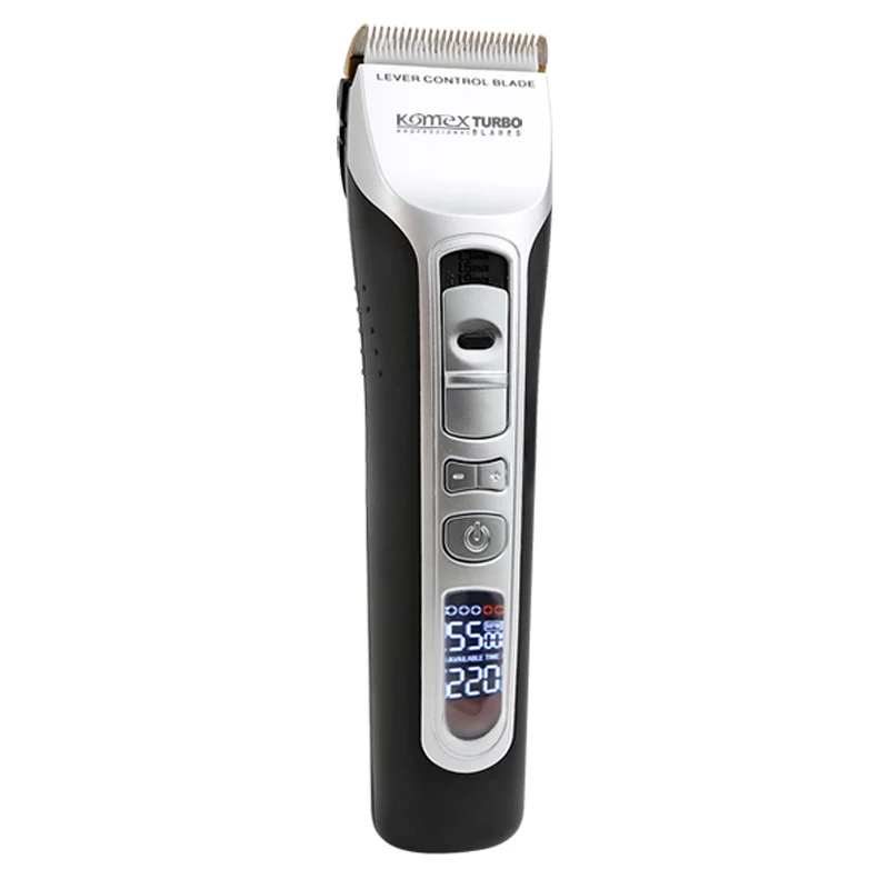 Komex LCD Display Ceramic movable cutter head and titanium fixed cutter head Cordless Rechargeable Hair clippers