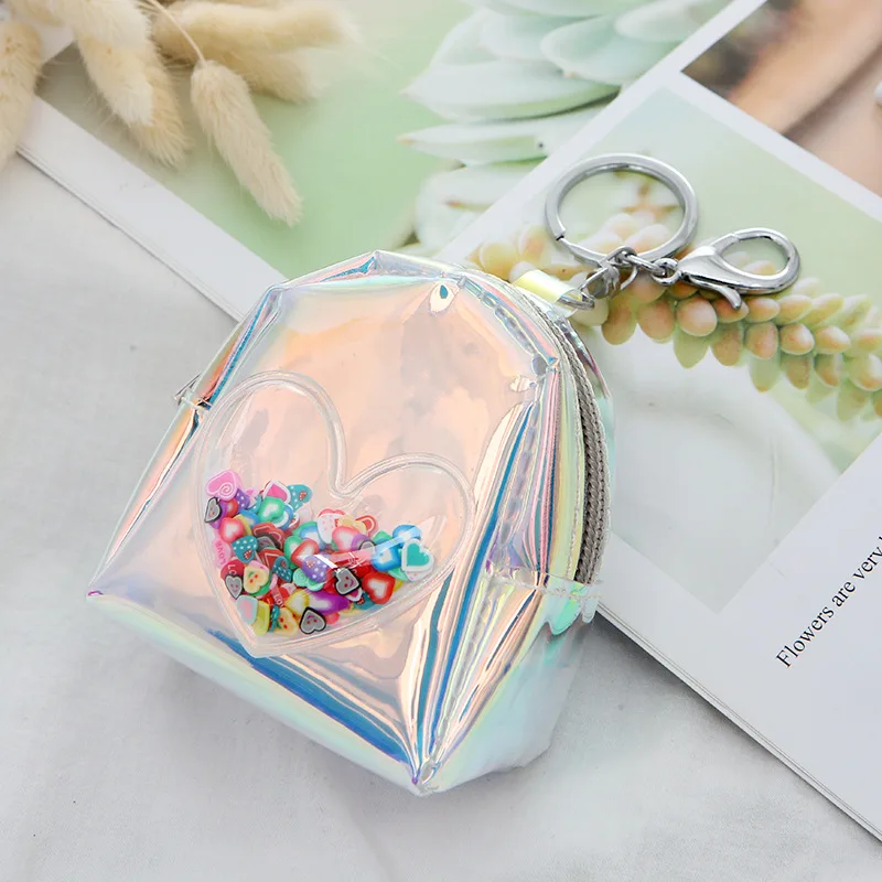 Hot sale laser love coin purse ladies mini creative  zipper coin purse wallets for women fashionable