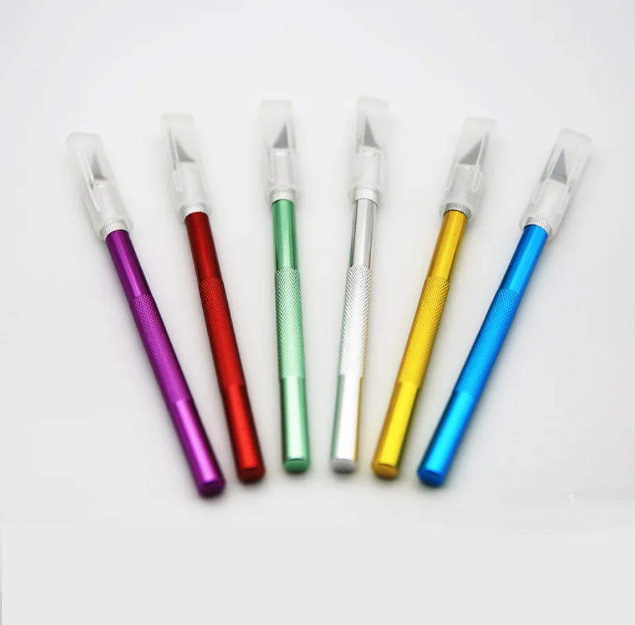 Colorful Metal Carving Knife Aluminum Rod Engraving Tool Sticker cutting Stainless steel Nail art powder remover manicure cutter