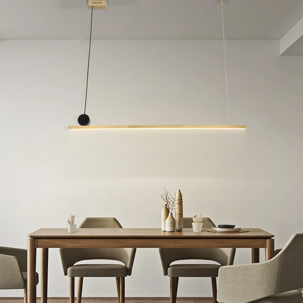 Factory offer modern acrylic lamp coffee single long linear bar dining hanging lighting Led pendant light