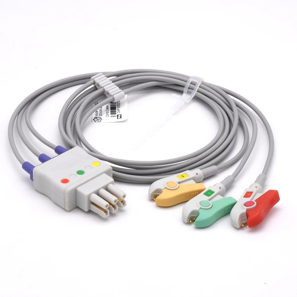 Datex Ohmeda compatible ECG leadwires 3 leads TPU material grabber connector IEC ECG EKG lead wire