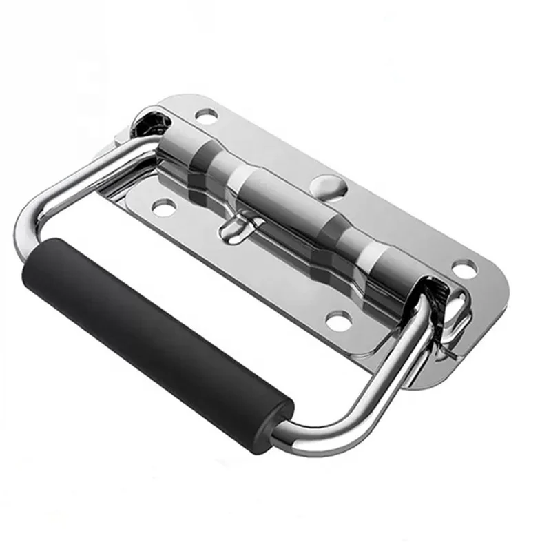 Steel Black Cabinet Spring Loaded Folding Pull Handle For Tool Box Stainless Steel Door Chest Handles