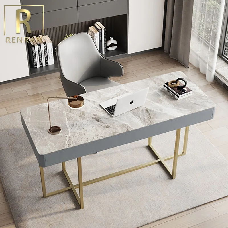 Modern design home office computer desks marble top writing table with chair luxury office furniture laptop tables
