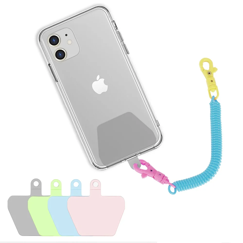 Patent transparent phone patch pvc key chain universal wristlet lanyards mobile phone strap
