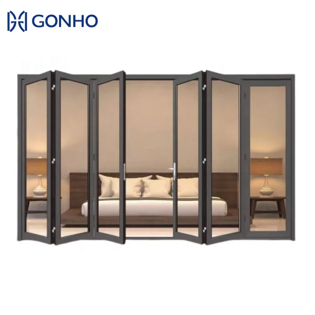 GONHO Latest design villa house luxury aluminum bulletproof glass 96 x 80 sliding patio door interior folding door