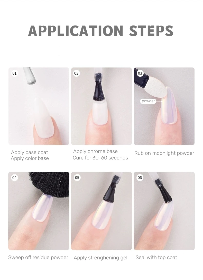 Набор для ногтей MyBeautyNails волшебный пигмент металлический хром лунный свет жемчужный белый розовый красный прозрачный